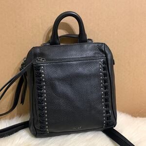 THE SAK Black Pebbled Leather Convertible Mini LOYOLA Backpack Crossbody